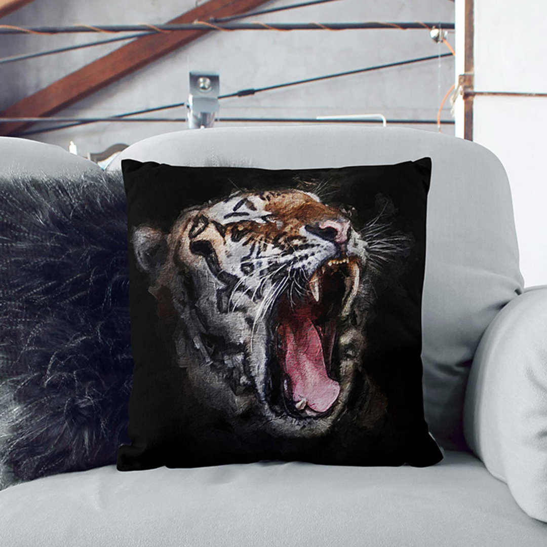 A Yawning Tiger Cushion with Filling