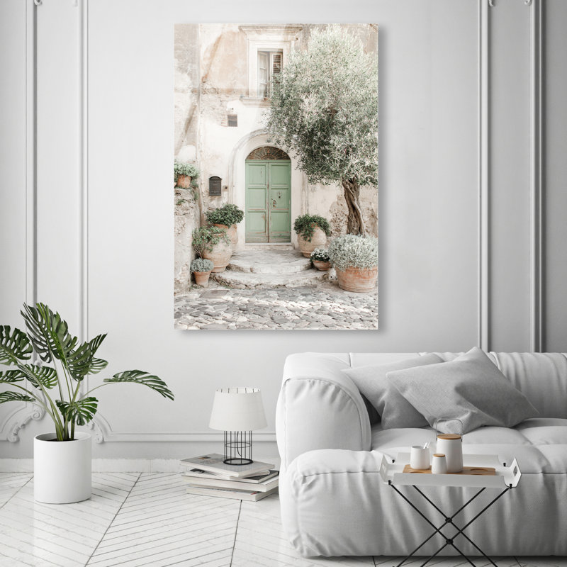 Mint Door I High-Gloss Frameless Acrylic Glass Wall Art Architecture Print by Oliver Gal, Ready to Hang, 10 x 15, 11"H x 16"W