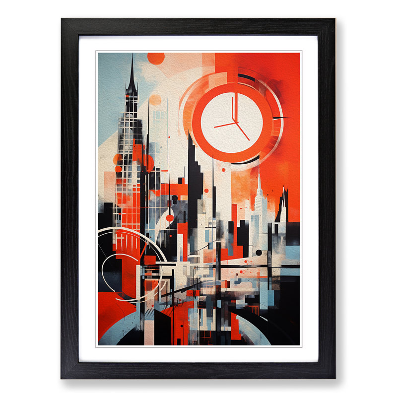 XYZ-FRM-V1223-4309 London Constructivism - Single Picture Frame Print on Wood, 34cm H x 25cm W x 2cm D, Black