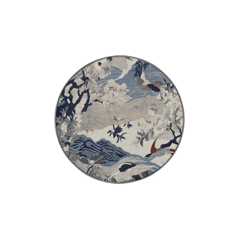 Tapis gris lavable à la machine, Rond 7 pi