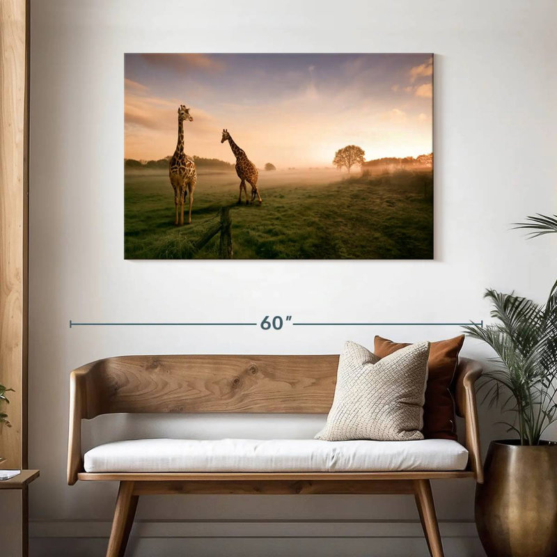 Brampt, girafes dans la savane, H 30 po x l 45 po
