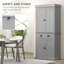 Armoire de cuisine 71 "avec lumières DEL, 6 tablettes de porte, un tiroir et 4 tablettes réglables, gris-442169986