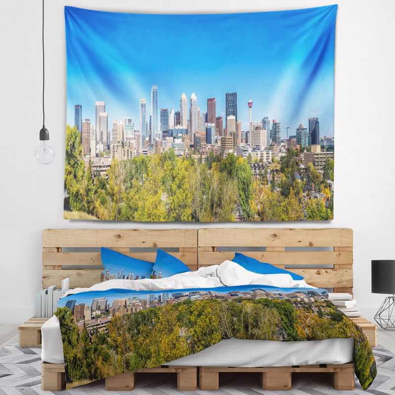 Skyline de calgary avec la tapisserie de ciel bleu Cityscape, H 50 po x l 60 po