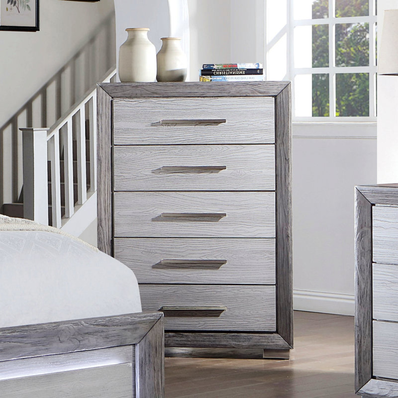 Commode de style transitionnel avec glissières à roulement à billes en métal