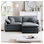 Canapé modulaire gris en forme de L avec repose-pieds et canapé compact 2 places pour petits espaces de vie