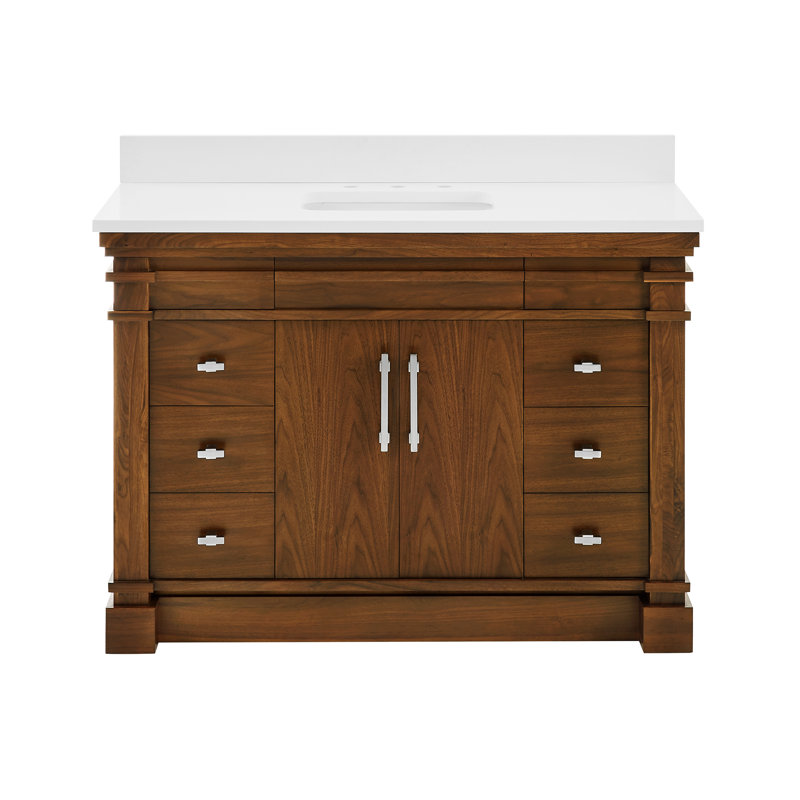 FLW Harmony 36 Wood Sink Vanity, Walnut, 48