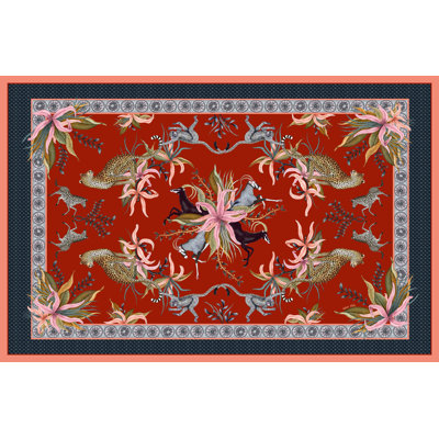 Ardmore Royal Red Cotton Tablecloth