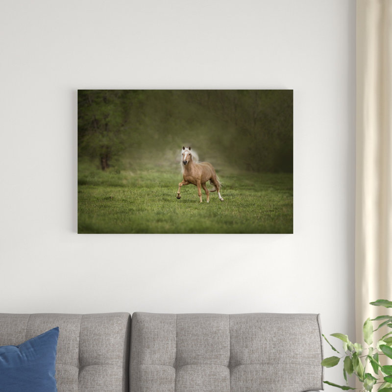 Cheval dans le champ II, H 24 po x l 36 po x P 1,25 po