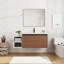 Meuble-lavabo mural avec lavabo en résine intégré et tablettes de rangement-129688714