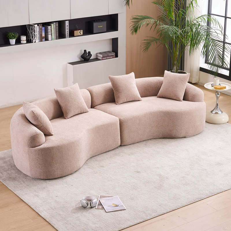Canapé luxueux pour le salon avec coussins moelleux et design élégant, Tissu beige