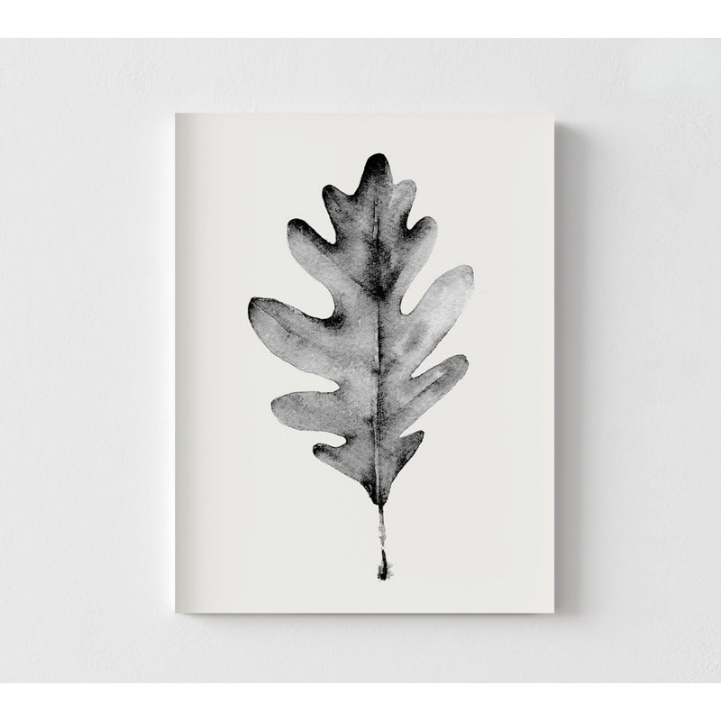 «Smoky Oak Leaf I» par Emma Caroline, impression encadrée de chêne, impression de nature, impression d'affiche chêne, décor de chalet rustique