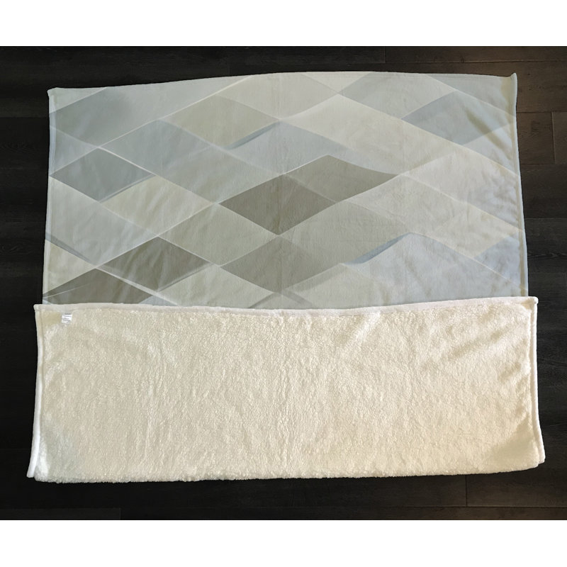Throw Blanket, Geometric Shapes/Abstract, 68" W x 80" L, Gray/Green