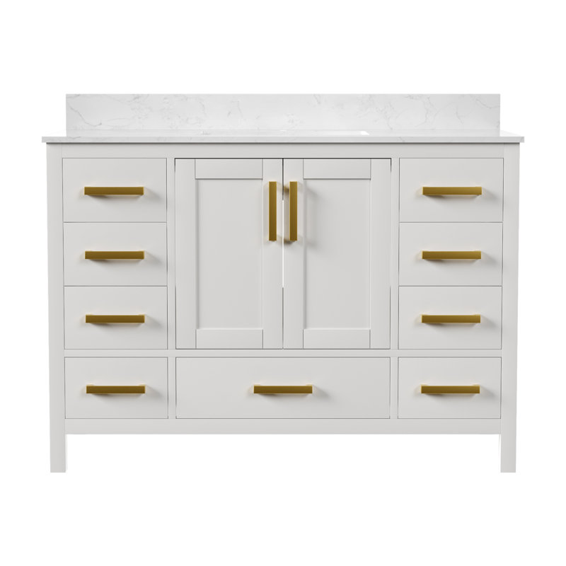 DeerValley White 48" Freestanding Bathroom Vanity with Ceramic Sink