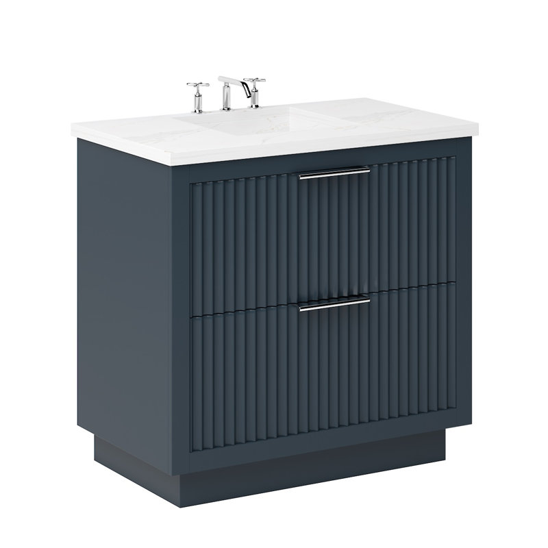Lecrieú Two-Drawer Single Bath Vanity, 30", Hague Blue, Polished Chrome