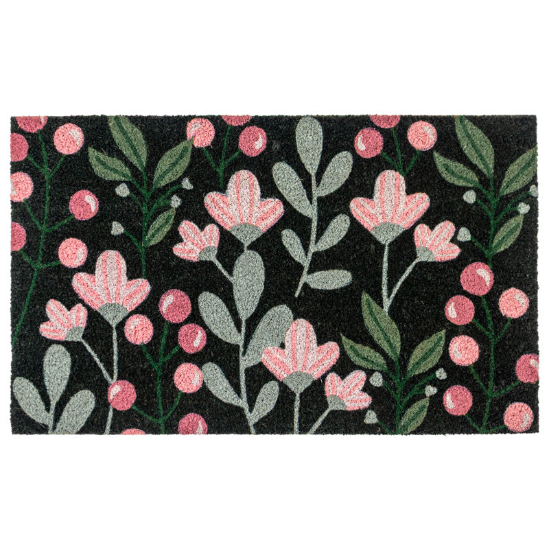 Latex Backed Eco-Friendly Coir Doormat Floral - 45x75cm approx.