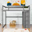 Lit mezzanine double en bois avec DEL et tablettes et garde-robe-1912737766