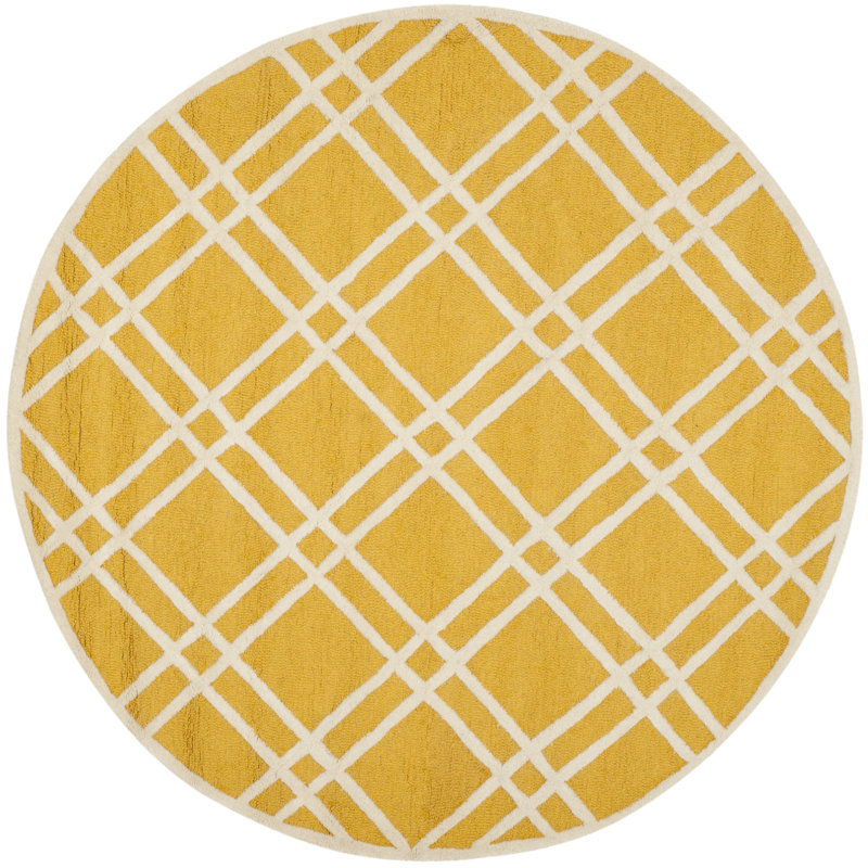Deedgra Hand Tufted Wool Geometric Rug, Round 6'
