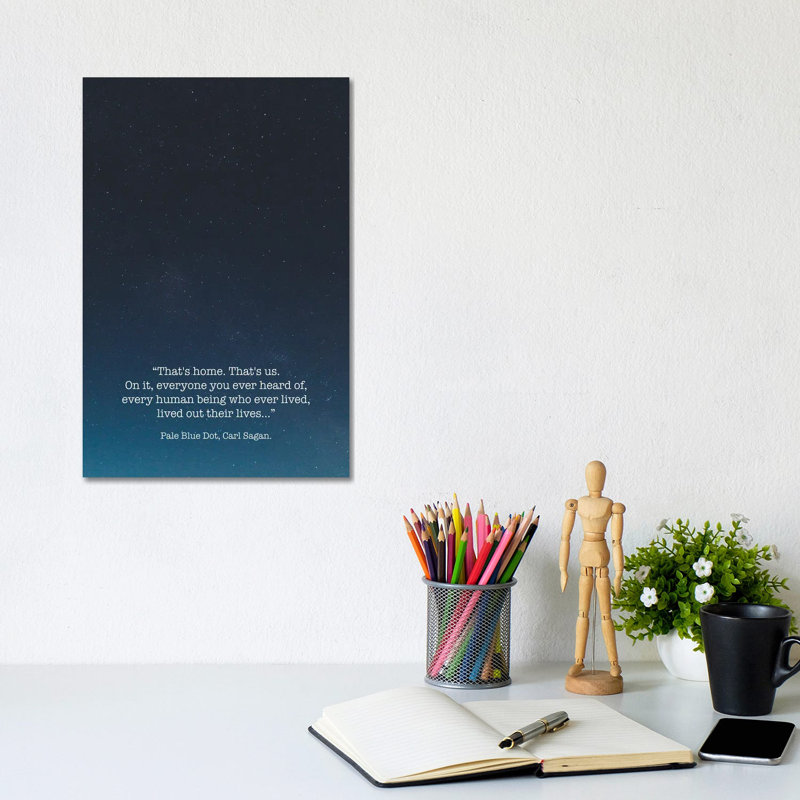 Pale Blue Dot Carl Sagan by Mambo Art Studio - Wrapped Canvas Print, 20.32 cm H x 30.48 cm W