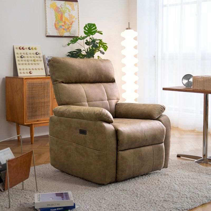 Fauteuil inclinable électrique à gravité zéro avec ports de charge USB et Type-C - Fauteuil inclinable rembourré en tissu technique avec poche latérale, soutien lombaire - Confort surdimensionné pour les adultes