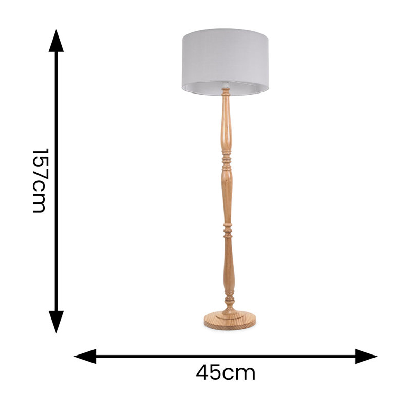 Arialdo 157cm Traditional Floor Lamp, Light Wood, Grey