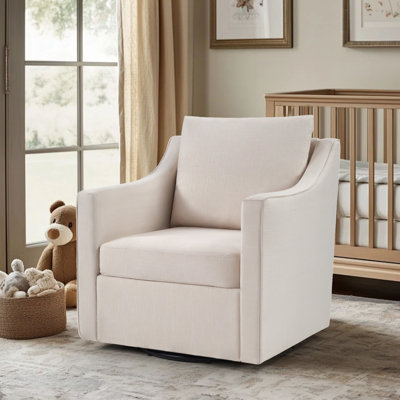 Fauteuil d'appoint pivotant moderne avec accoudoirs en bois massif de 30,3 po de largeur Kandyn