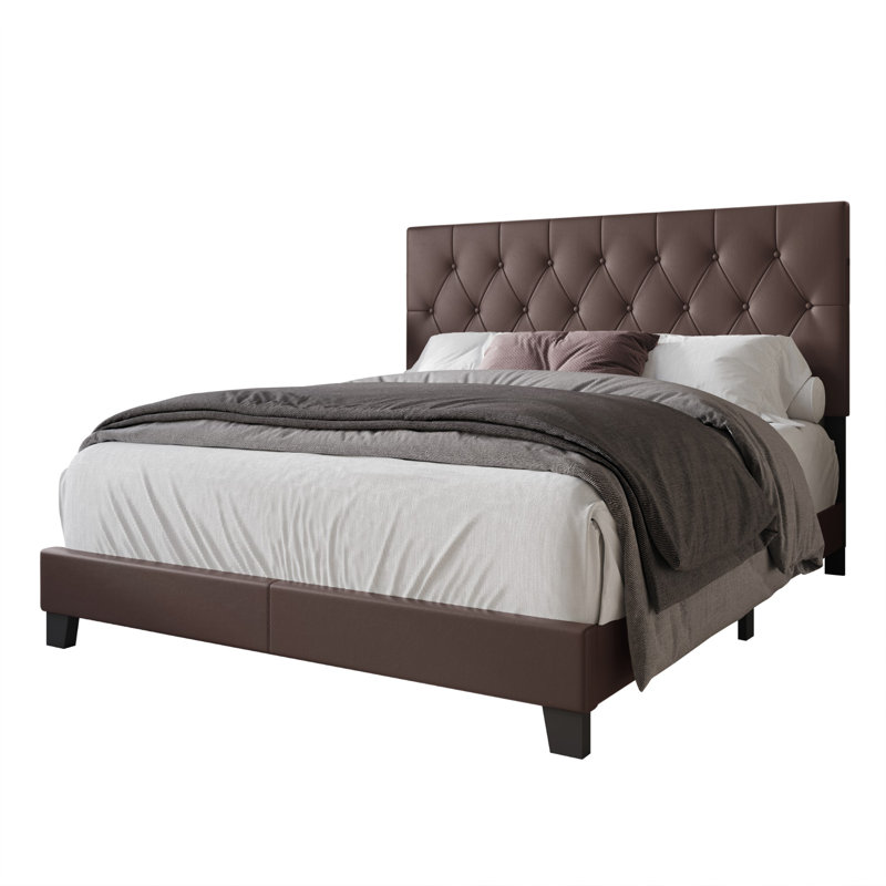 Lit tapissier Araseli, Grand, Brun clair