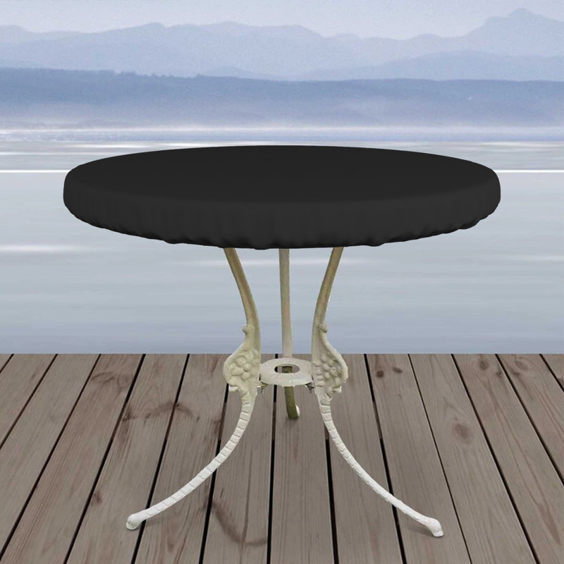 Heavy-Duty Multipurpose Round Patio Table Cover, Waterproof Outdoor UV-Resistant Table Top Cover, 4" H x 48" W x 48" D, Black