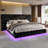 Upholstered Bed Frame | Oversized Headboard | Floating Design | RGB LED Lights | Modern Style-731644068-709867137