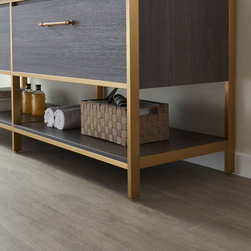 Ensemble de meuble-lavabo double 72 po Murcia, Blanc, Chêne gris / doré