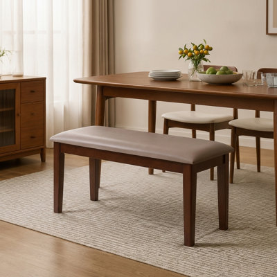 Banc avec cadre en bois massif avec coussin rembourré, banc de salle à manger minimaliste japonais, banc d'entrée de ferme pour le salon de la chambre à coucher