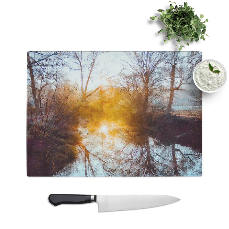 Tempered Glass Trees Painting Chopping Board, 20 cm x 28.5 cm
