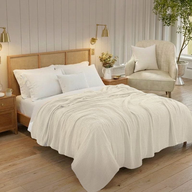 Couverture en mousseline 100% coton Threadmill, King (106" x 92"), Natural