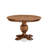 5 Piece Modern Dining Table Set Includes a Round Wooden Table with Pedestal and 4 Light Tan Linen Fabric Upholstered Parson Chairs,  Antique Walnut-129232501-129232506-129232502