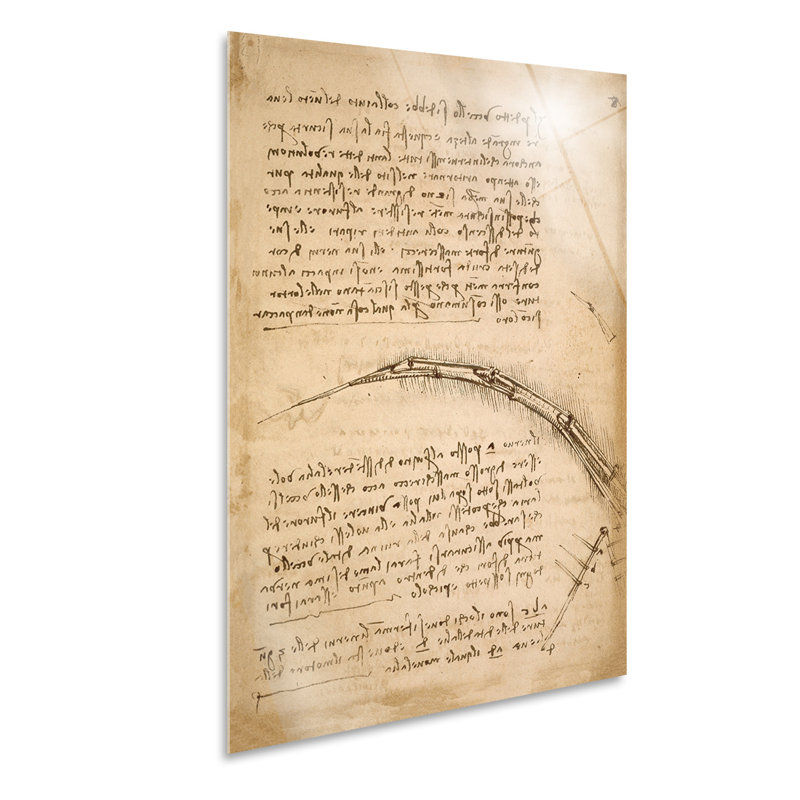 Wing Construction Treatise by Leonardo Da Vinci - No Frame Print, Plastic/Acrylic, 100cm H x 70cm W