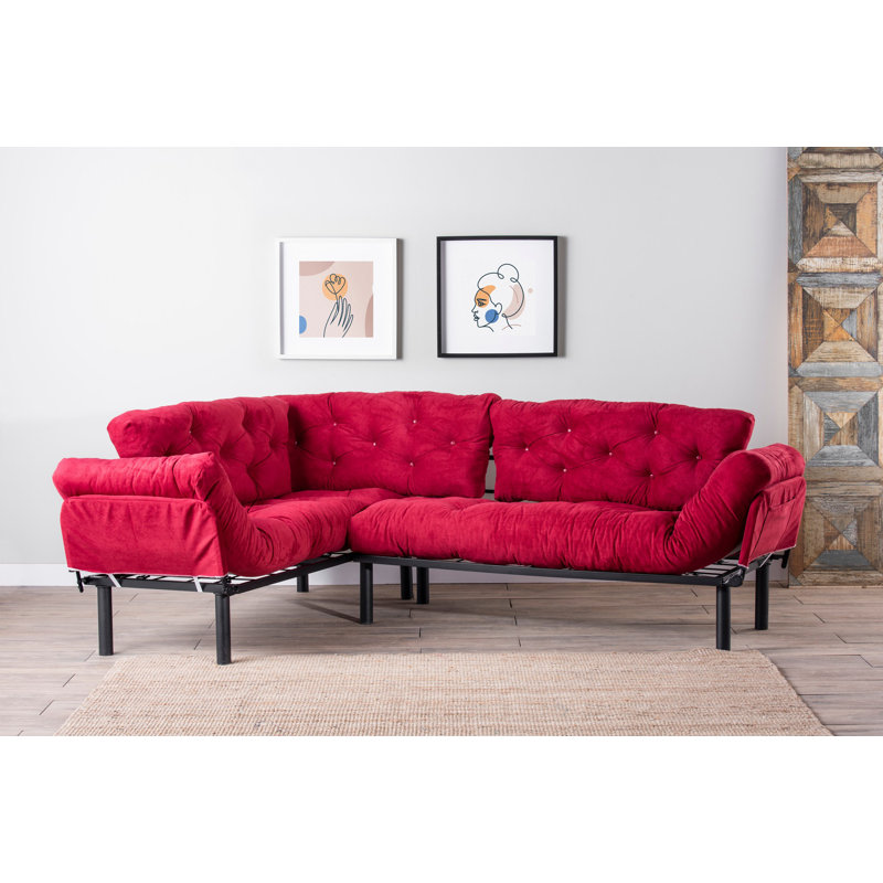 Canapé-lit modulaire faisant face à gauche de 96,46 po Adowlfe, Rouge foncé