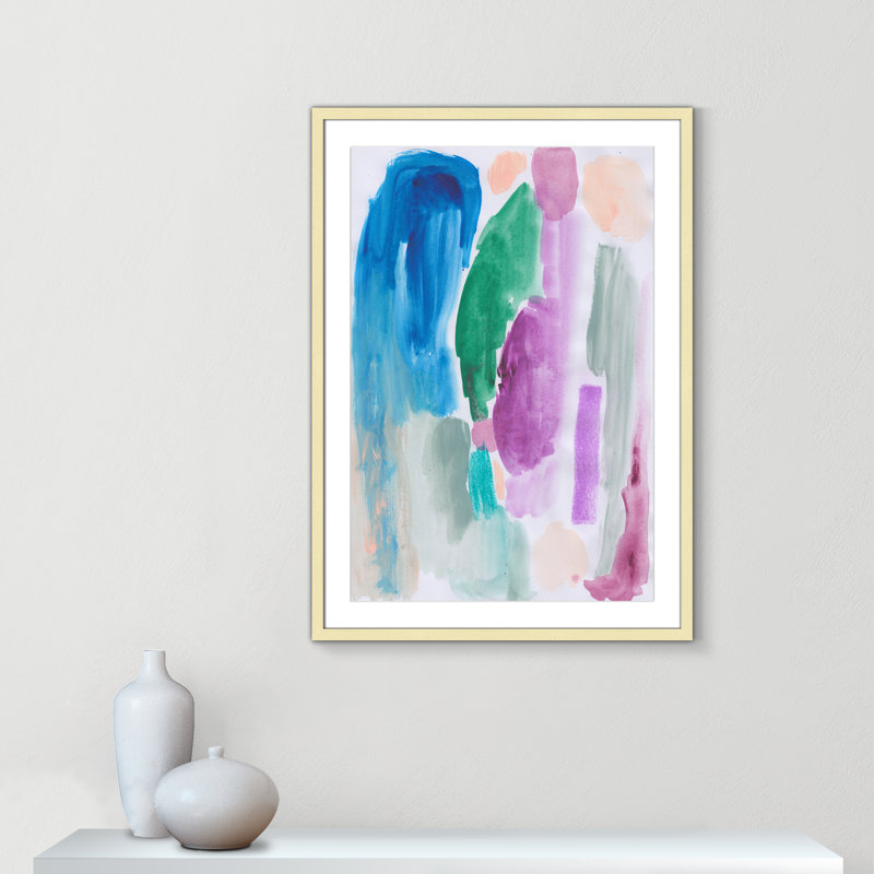 «Vivid Space III» par Bea Dina, Blanc, H 35,5 po x l 25,5 po x P 1,25 po, Papier avec cadre unique doré