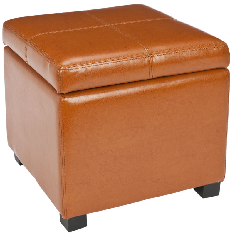 Maiden Faux Leather Ottoman, Saddle Faux Leather
