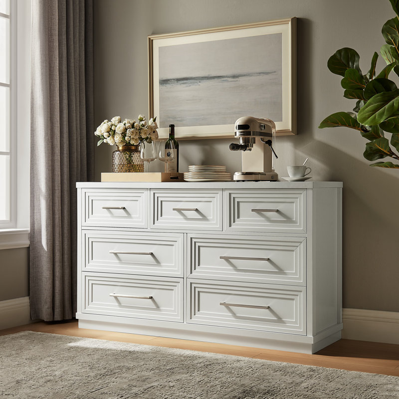 Hewett Wooden 7 Drawer Dresser For Bedroom, 53.5" Wide Modern Closet Organizers, Large Storage Cabinet With Metal Handle, Tv Stand For Living Room, Hallway, Dining Room, Office