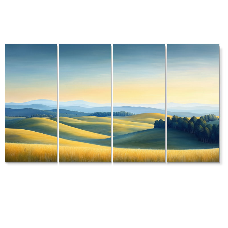 «Rolling Hills At Dawn I», campagne, art mural - décoration murale campagne, 4, H 28 po x l 48 po