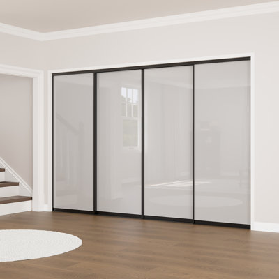 4 Panel Frosted Glass Room Dividers -Aluminum Sliding Doors - Closet Doors - Gym Room Door - Office Room Door