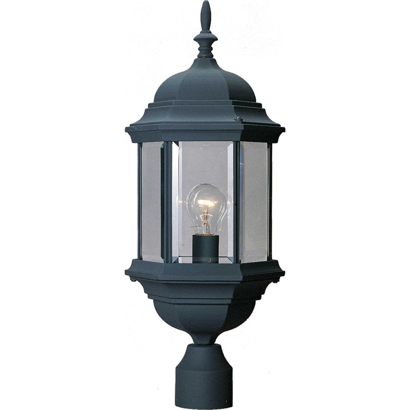 Parisian 1-Light Outdoor Black Lantern Head Post Mount with Clear Beveled Glass