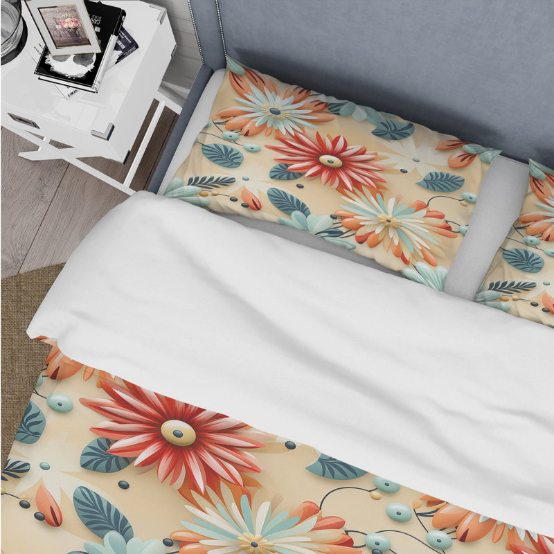 Pastel Flower Retro Revival Collage - Ensemble de housse de couette éclectique