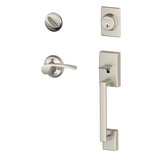 Century Handleset with Deadbolt and Merano Door Lever and Rosette