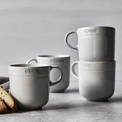 Staub Ceramic Dinnerware 4-Piece 16 oz. Mug Set - White Truffle