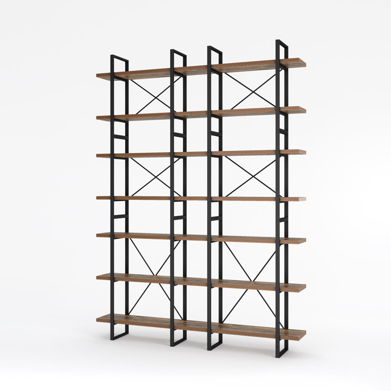 Lotus Large Room Division and Library Bookshelves, (7 Shelves) 99.6" H x 71" W x 12.5" D./Oak