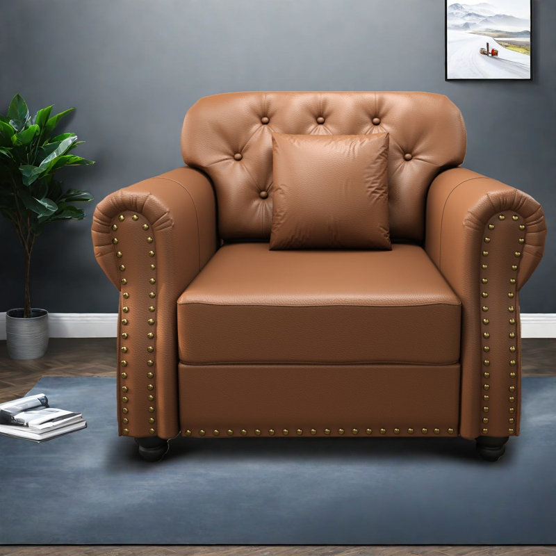Canapés confortables en similicuir de style moderne Chesterfield de 41,3 pouces pour la maison