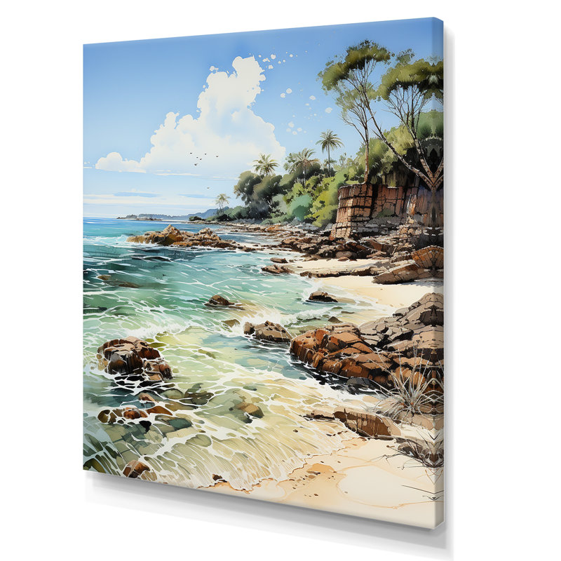 Brodi thaïlandais, brise côtière sur toile, Toile tendue, H 44 po x l 34 po x P 1,5 po