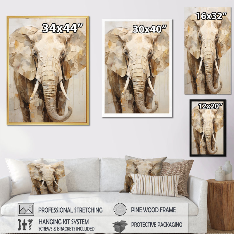 Gentle Elephant Giants I sur impression sur toile, H 20 po x l 12 po x P 1 po, Toile tendue