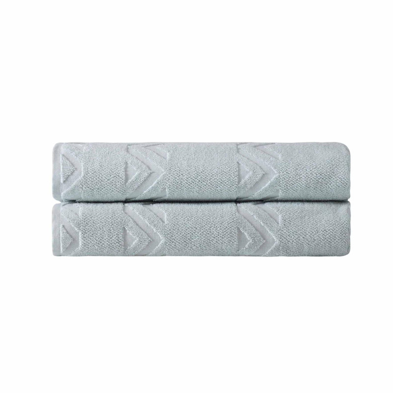 Ensemble de deux serviettes de bain en coton turc géométrique 54 po x 27 po Aqua, Turquoise