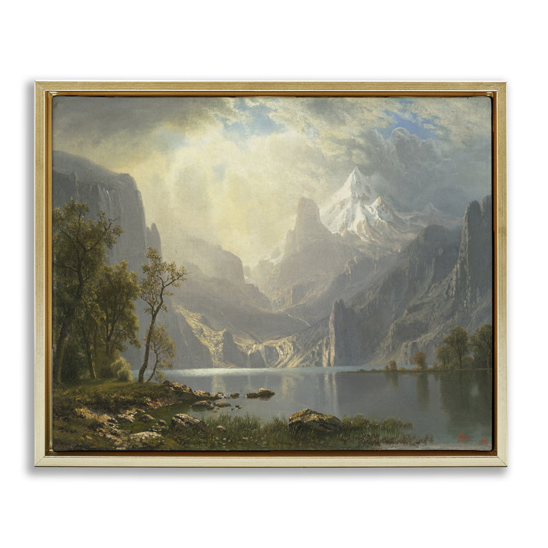 Art mural classique sur toile flottante avec vue sur la montagne, Cadre flottant métallique doré, H 17 po x l 21 po